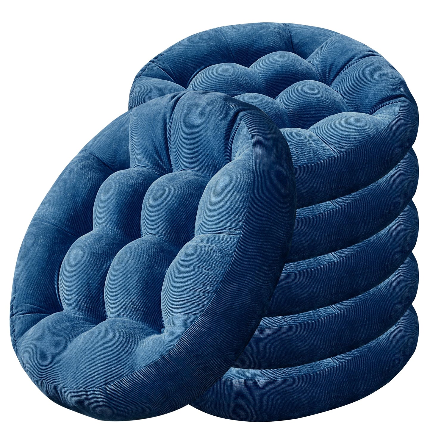 Degrees of Comfort Floor Cushion 6 Pack for Meditation, Home Office & Dorm – Corduroy Soft Seating Set, 22 Inch, High-Density Foam, Round Shape, Navy