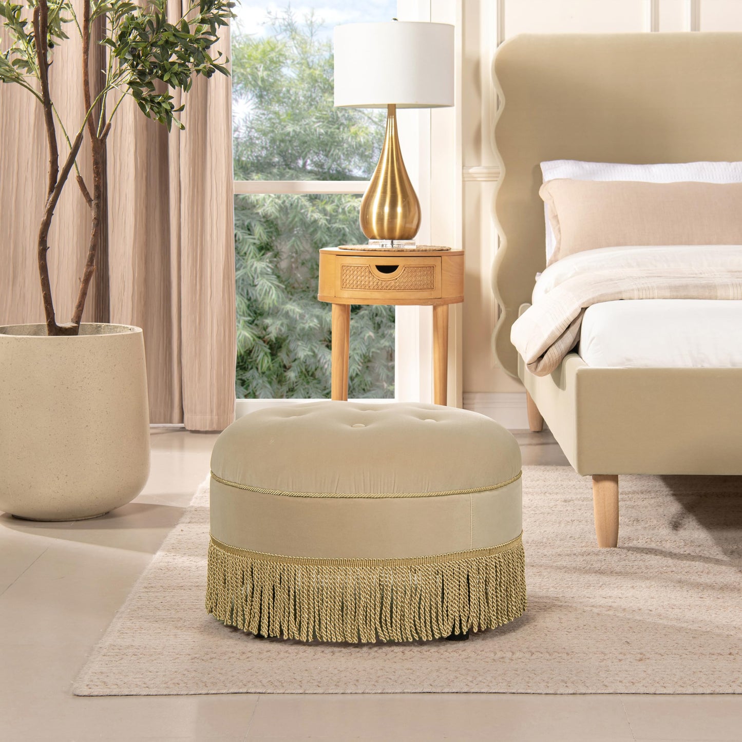 Jennifer Taylor Home Yolanda 24" Round Upholstered Accent Ottoman