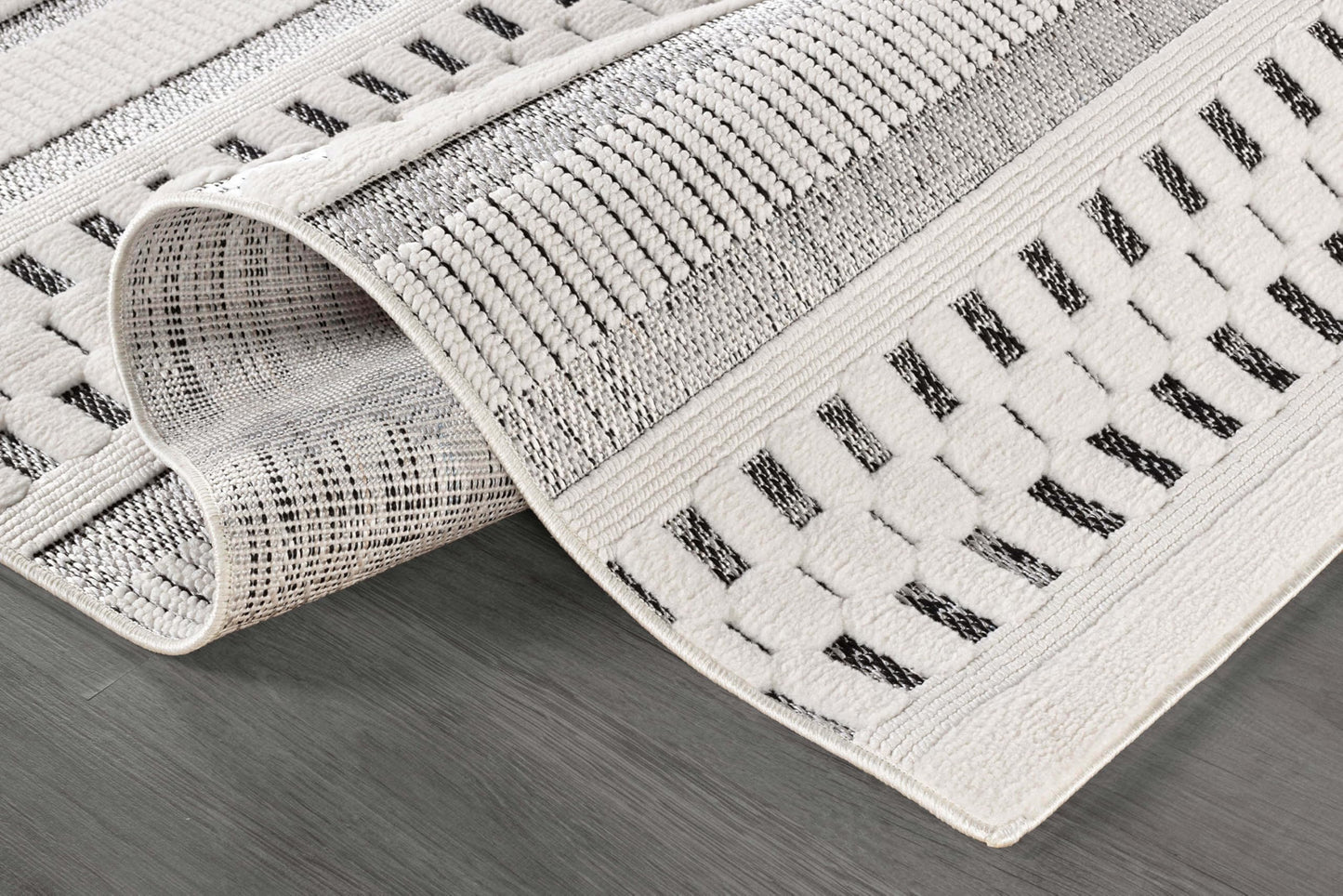 Beverly Rug Micro Loop Area Rug Gray/White 5x7 Geometric Modern Scandinavian Striped Durable Soft Indoor Rugs for Living Dining Room Office Stain Resistant Non Shedding Casual Indoor Carpet 5 x 7