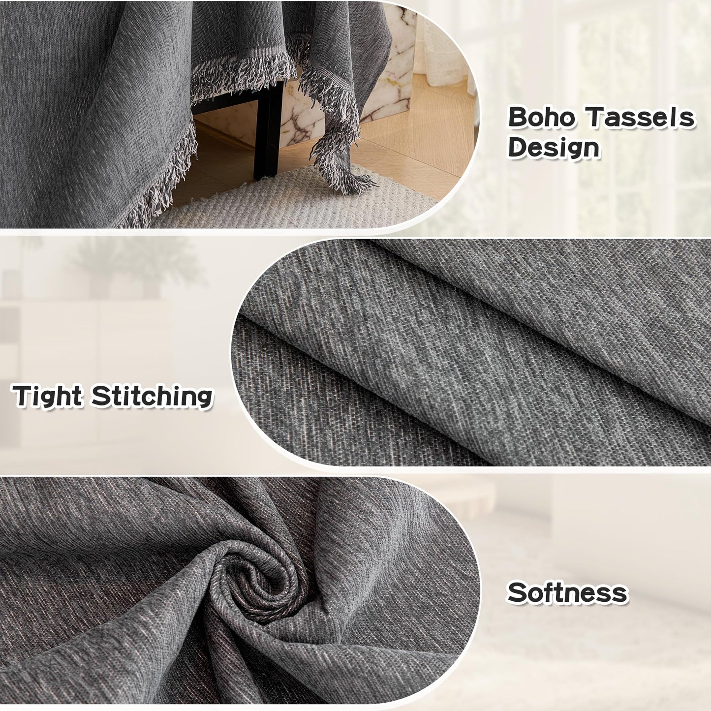 MYSKY HOME Couch Cover for Sectional Sofa, 2 Pieces Couch Covers for L Shape Sofa Cover, Furniture Protector for Pets, Kids, Sofa Slipcover for 2-3 Cushion Couch (71"x118"+71"x118", Dark Grey)