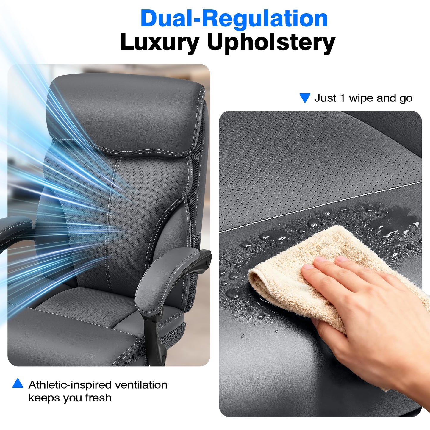 AreShark Office Chair - Ergonomic Comfortable High Back Computer Desk Chair with Foot Rest - Executive Breathable Swivel Rolling Reclining Leather Chair with Lumbar Support for Home Gaming Relaxing