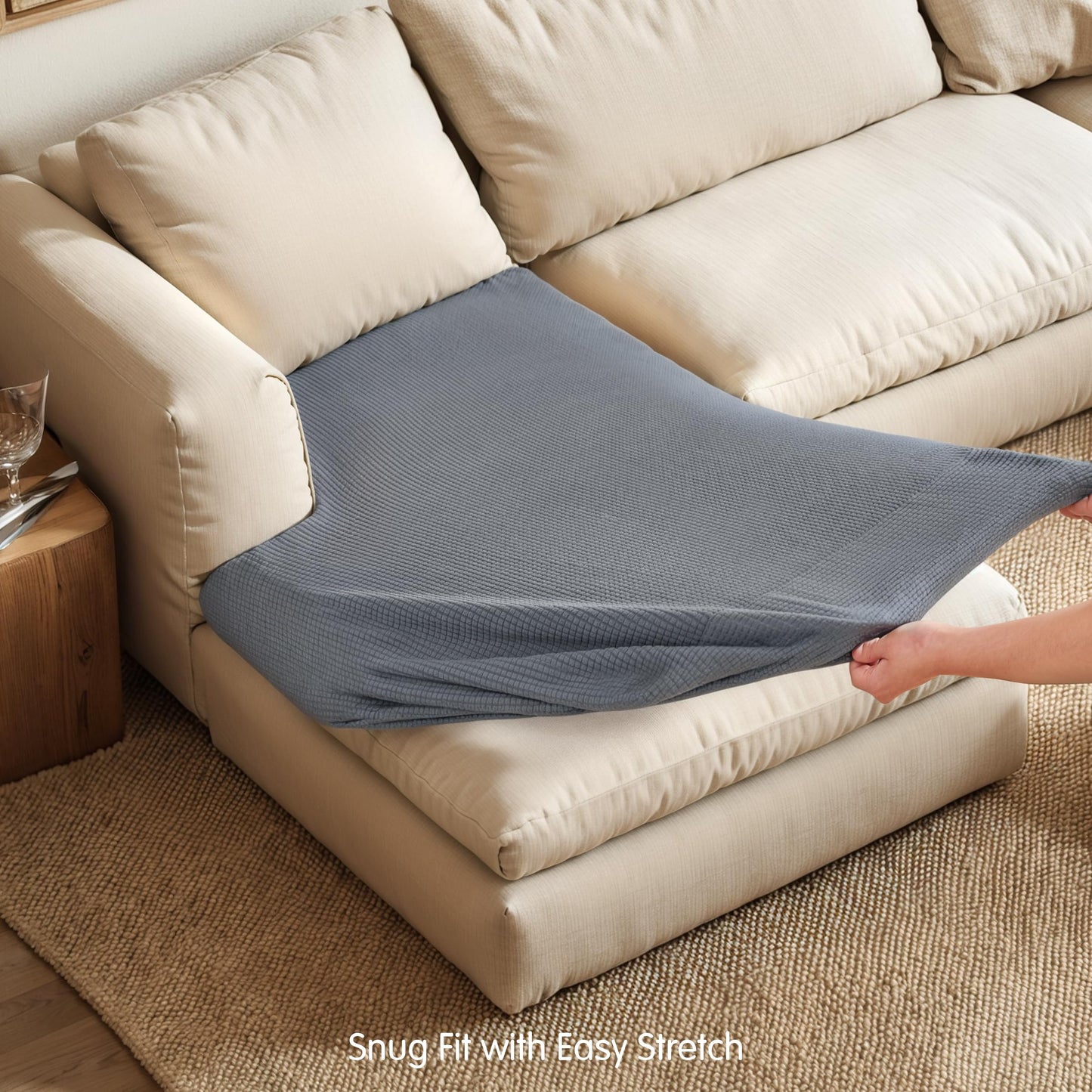 Hokway Stretch Chaise Cover Individual Couch Cushion Slipcovers Reversible Cushion Protector Slipcovers Sofa Cushion Protector Covers (Chaise Cover, Lightgrey)
