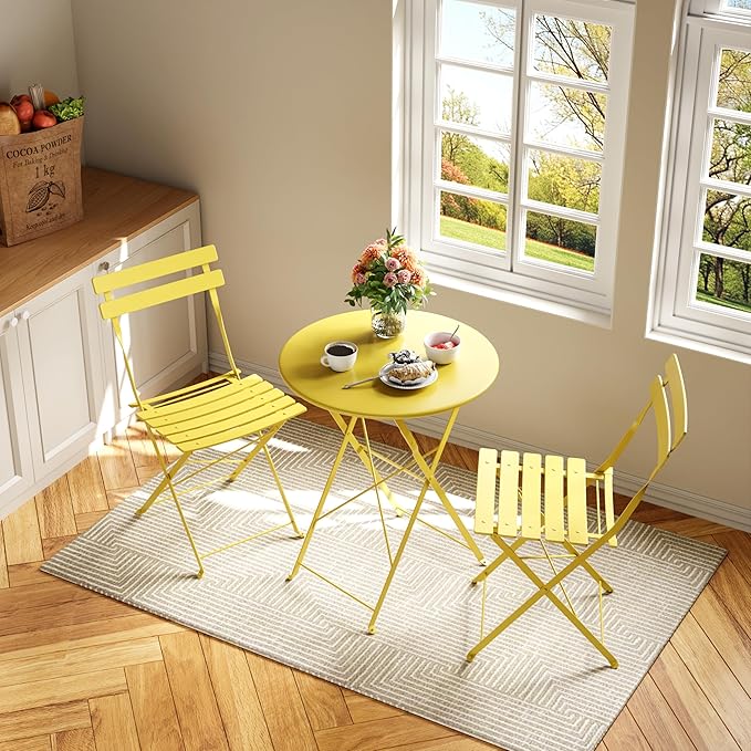 3-Piece Folding Bistro Set, Outdoor Patio Furniture Set