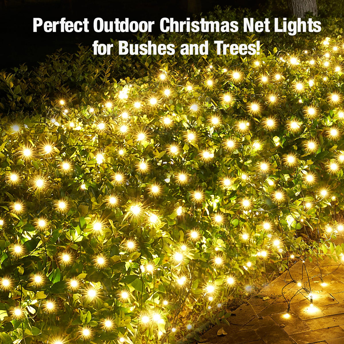 Led Christmas Net Lights Outdoor Christmas Bushes Lights 120Led 6ftx5ft, Connectable Outdoor Indoor Mesh Net Lighting for Xmas Holiday, Garden, Lawn, Shrubs, Trees, Bushes Decorations(WarmWhite)