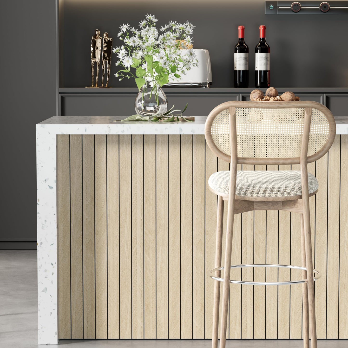 Arthome Peel and Stick Slat Wall Panels 15.7 "x120,Self-Adhesive PVC Wood Grain Wallpaper Panel,3D Thick Faux Soundproof Backsplash Accent Wall Tile for Walls & Furniture (Beige- Coverage 13 Sq.ft)