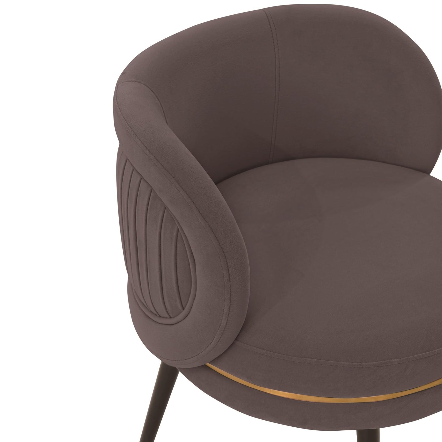 Manhattan Comfort Kaya Modern Velvet Dining Chair with Pleated Round Back, High Density Foam Padding & Premium Wood & Metal Frame, Accent Kitchen Furniture, Grey