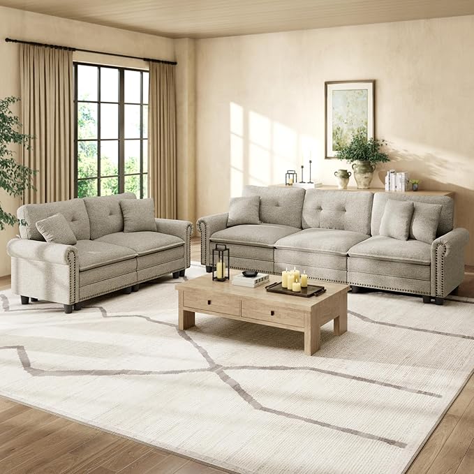 HERA'S HOUSE 2 Pieces Modular Sectional Sofa Sets, Oversized Couch Set