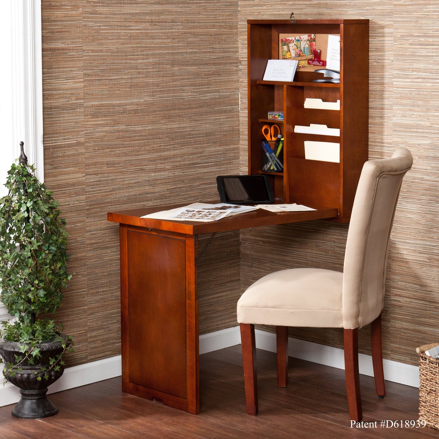 SEI Furniture Convertible Desk, Brown, (L x W x H): 36 x 22 x 58 inches