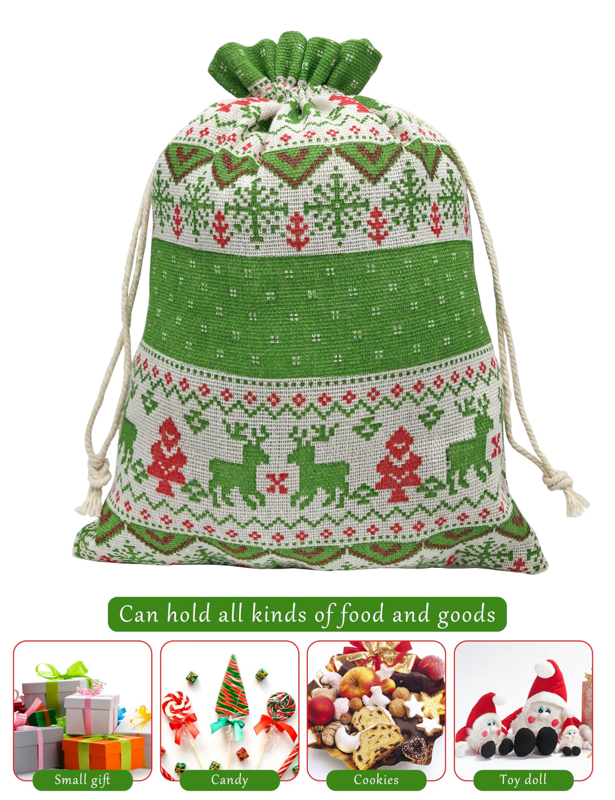Jexila 24PCS Christmas Burlap Gift Bags 6X9 Inch Large Christmas Drawstring Goody Candy Treat Bags Reusable Christmas Linen Party Favor Pouch Jute Holiday Small Presents Wrapping Bags
