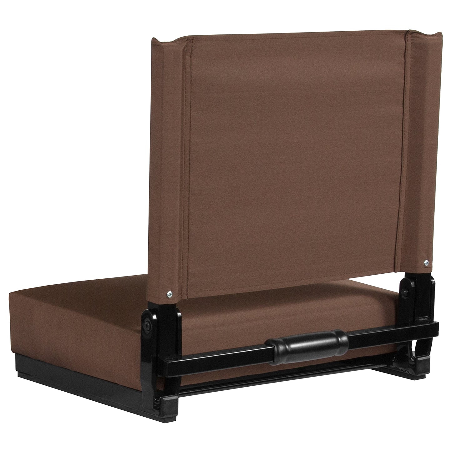 Flash Furniture Grandstand Portable Stadium Seat for Bleachers or Benches, Folding Padded Stadium Chair with Carrying Handle, 500 lb. Weight Capacity, Brown