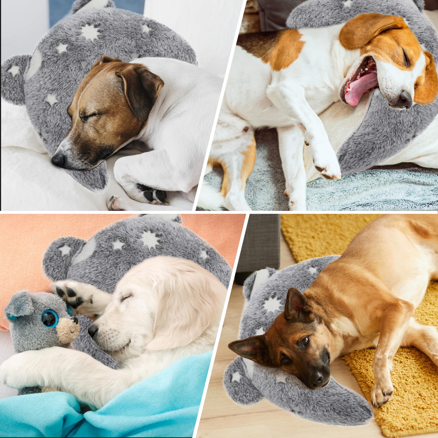 Maiiu Pet Calming Pillow for Dogs, Soft U-Shaped Pillow Glow in the Dark, Joint Relief, Sleep Comfortably,Suit for Small, Medium, Large Dogs, Fluffy Pet Neck Pillow (S-Gray)