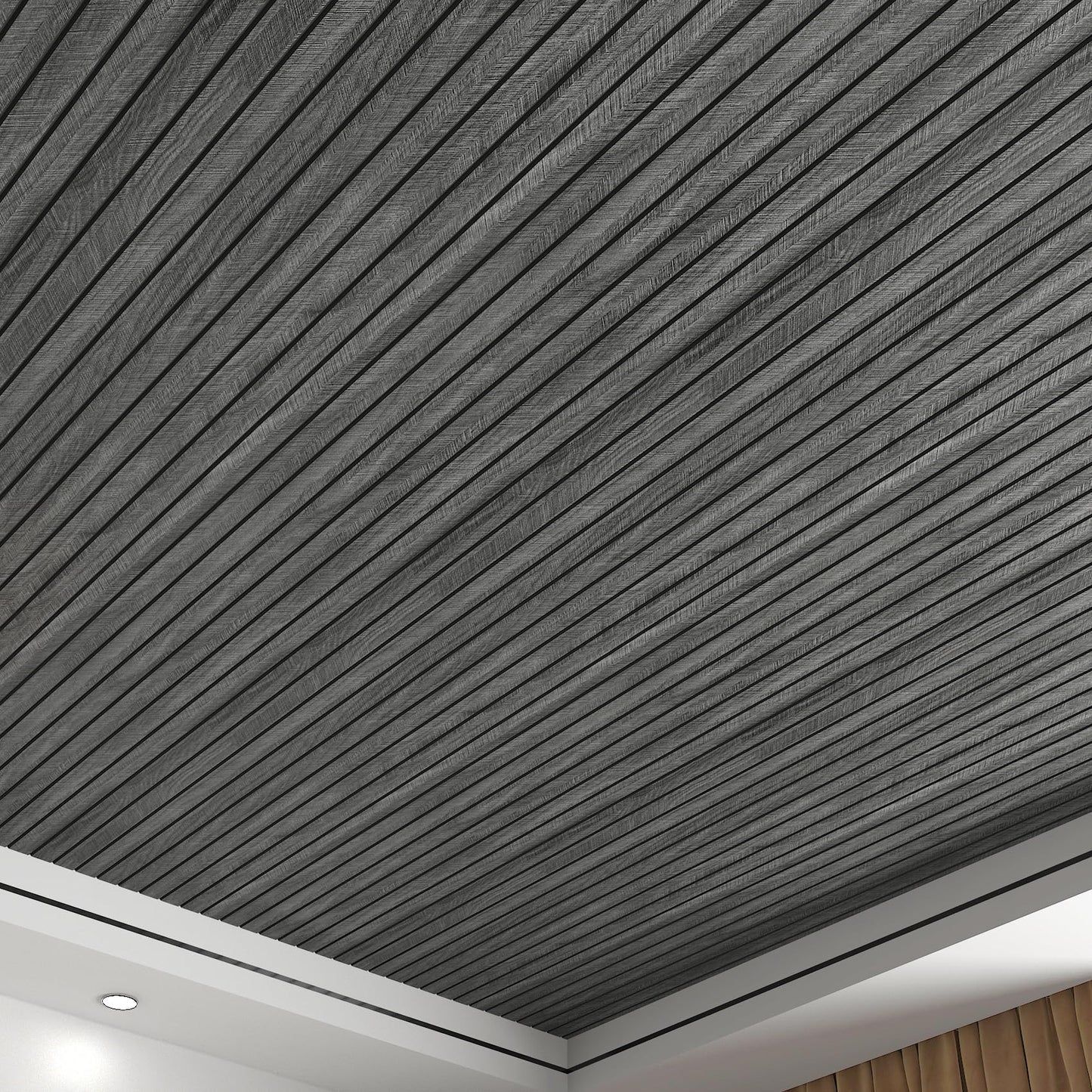 YENHOME 24"X200" Faux Wood Slat Wall Panel Peel and Stick Wood Panels for Bedroom Self Adhesive Black Wooded Slat Textured Soundproof Wall Panels for Interior Decor Ceilings Office Studio 3D Foam