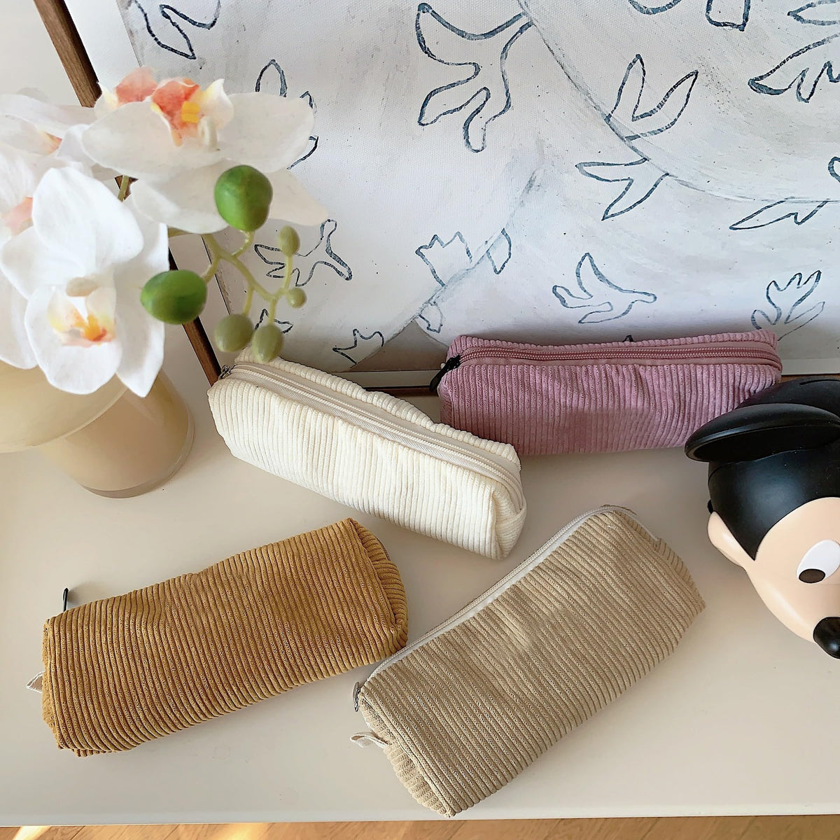 OZAOZ Cute Pencil Case Aesthetic Student Pencil Pouch Coin Pen Pouch Cosmetic Bag Office Stationery Organizer For Kids Teen School (Black)