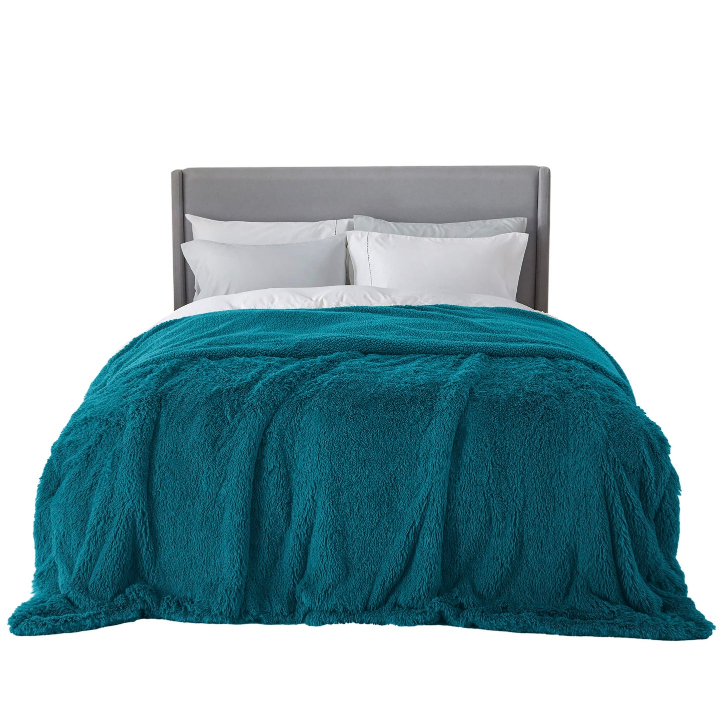 Bedsure GentleSoft Fluffy Turquoise Teal Blankets Queen Size for Bed, Thick Sherpa Faux Fur Fleece Fuzzy Plush Winter Warm Soft Full Queen Blankets, Bedroom Teal Decor Cozy Gifts for Women Men, 90x90