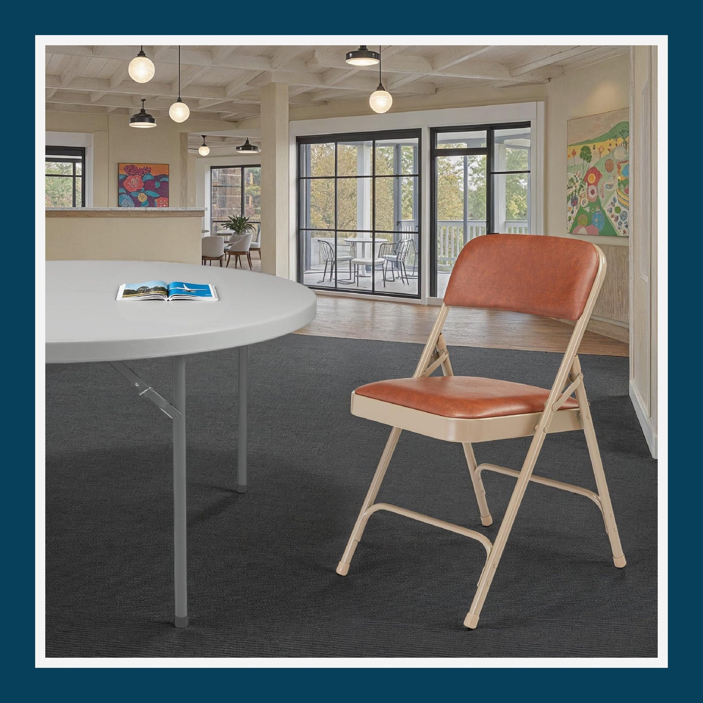 OEF Furnishings OEF1203 Commercial-Grade Vinyl Padded Folding Chair (Brown, 4-Pack)