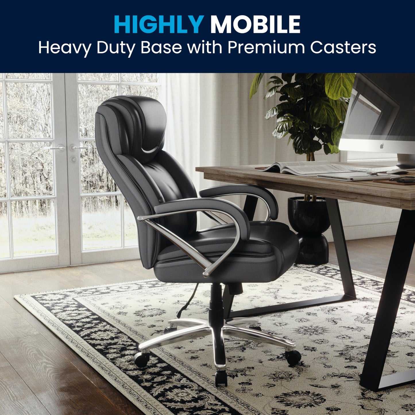Flash Furniture HERCULES Series Big & Tall 500 lb. Rated Black LeatherSoft Executive Swivel Ergonomic Office Chair with Extra Wide Seat