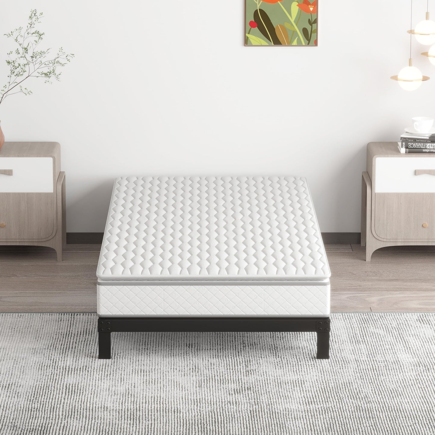 Upcanso 7 Inch Twin Bed Frames No Box Spring Need, Low Profile Metal Platform Twin Size Bed Frame, Heavy Duty Support Bedframes Twin, Easy Assembly