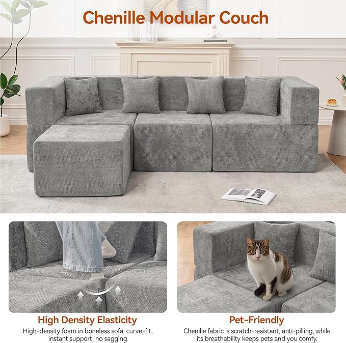 MONVANE 103'' Modular Sectional Sofa, Cloud Sectional Couch