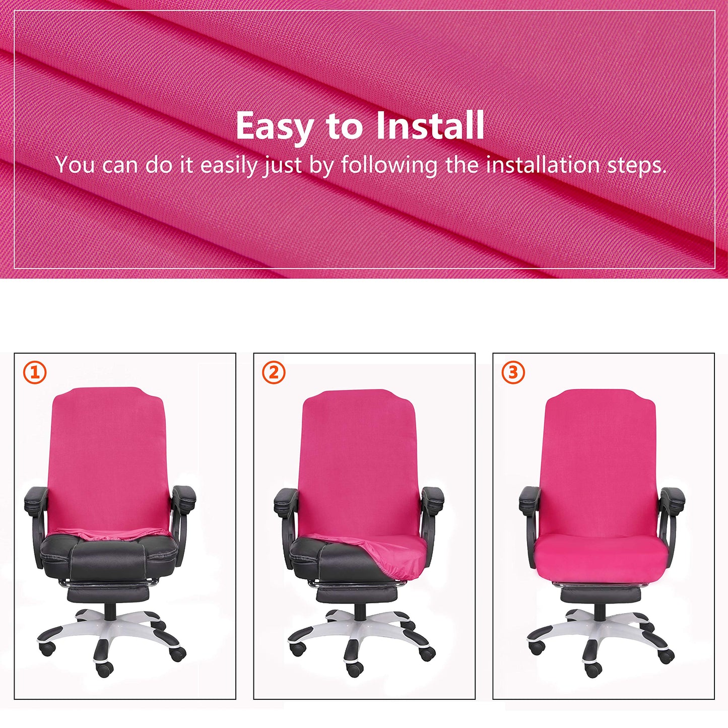 SARAFLORA Office Chair Cover- Medium, Dark Pink- Removable Computer Chair Cover for Office Chair with Zipper for Universal Rotating Chair Desk Chair Cover Chair Seat Washable Protector for Pet