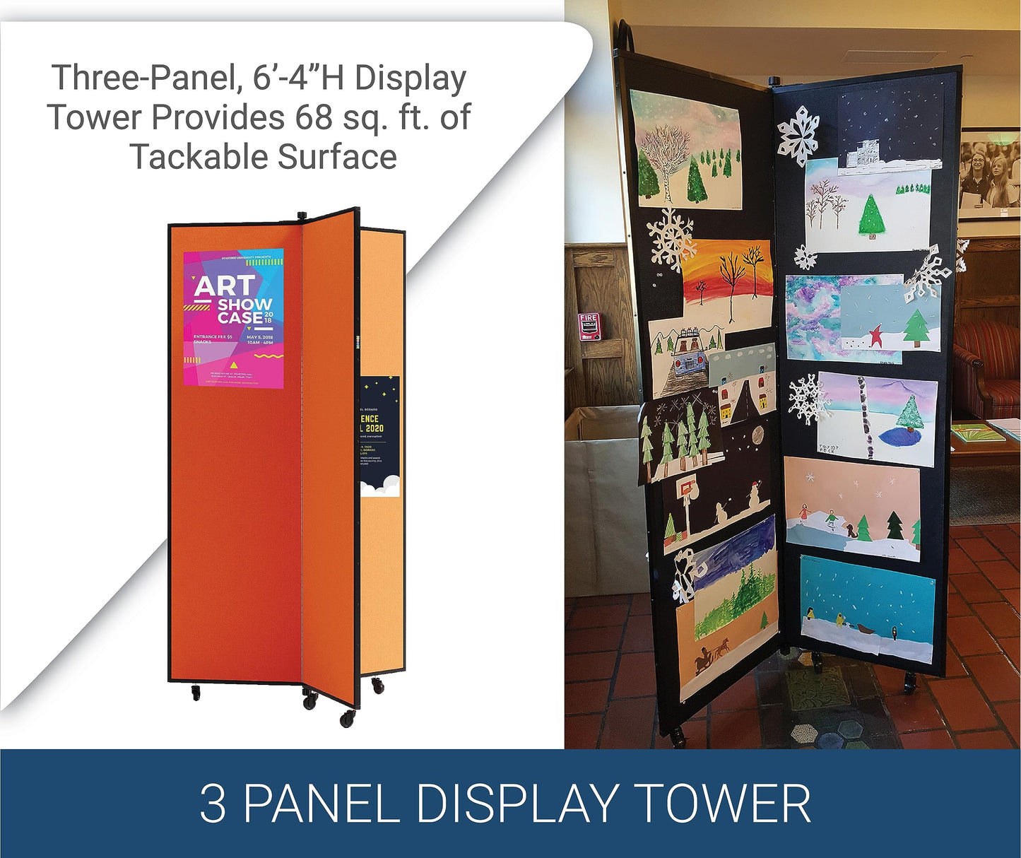 Screenflex Display Tower 6' 5" H x 3' 1" W - Excel Grey Smoke