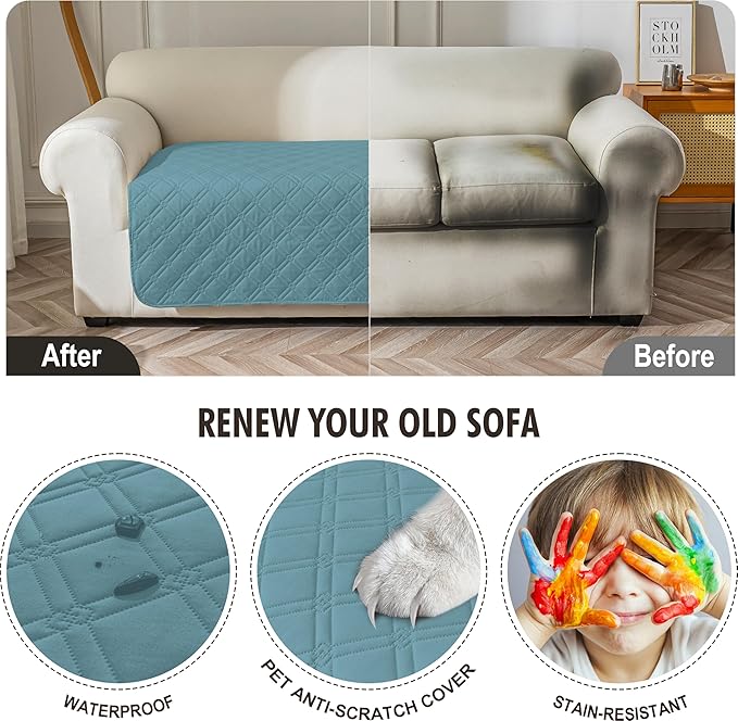 Genina Waterproof Couch Cover, Washable Anti-Slip 78inch Sofa Covers