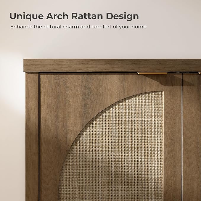 SICOTAS Rattan Sideboard Buffet Cabinet
