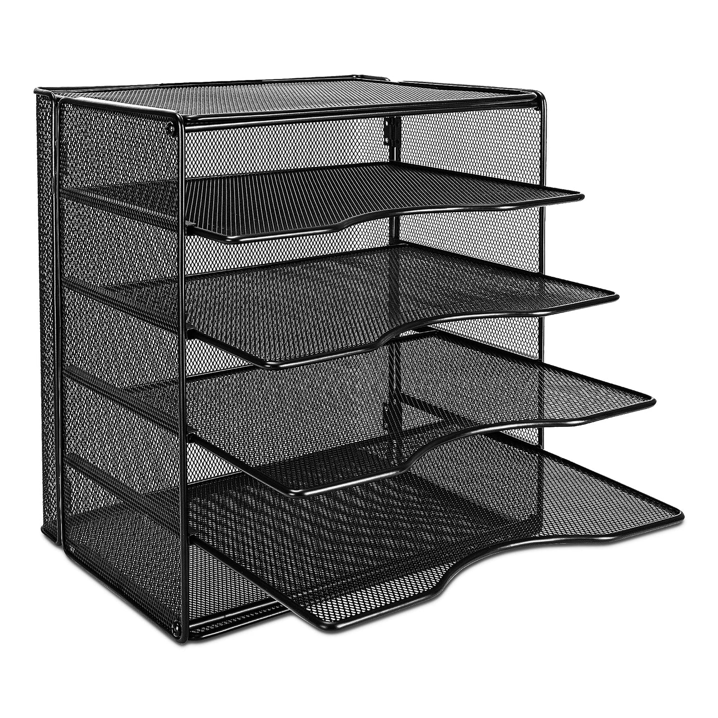 Amazon Basics 5-Tier Mesh Desk Organizer, File Holder, Paper Sorter for Office Supplies, Mail, Documents, 13.6 x 9.5 x 12.8 inches, Black