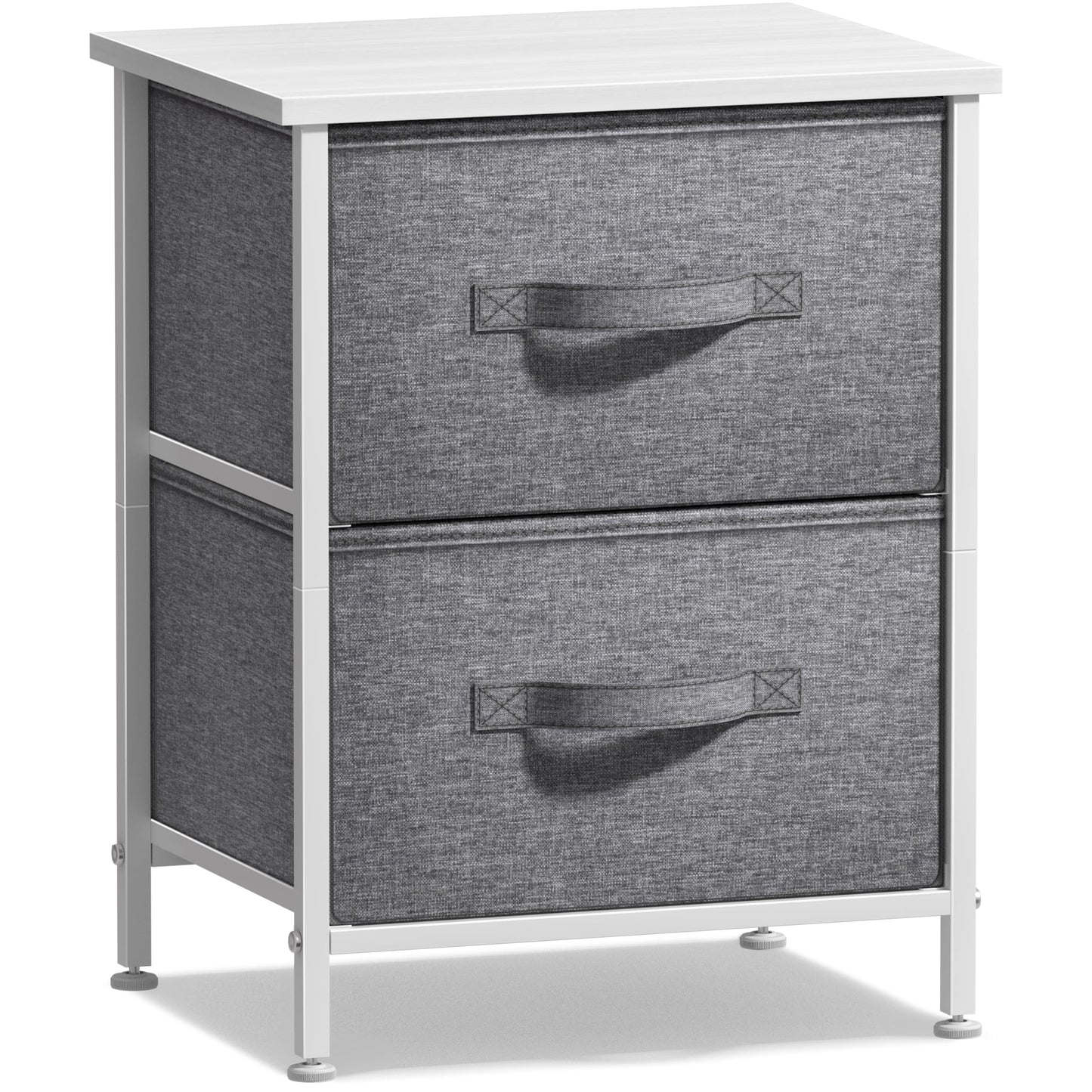 Sorbus Nightstand with 2 Drawers - Bedside Furniture End Table Night Stand with Steel Frame, Wood Top & Easy Pull Fabric Bins - Small Dresser & Chest for Home, Bedroom Accessories & Office