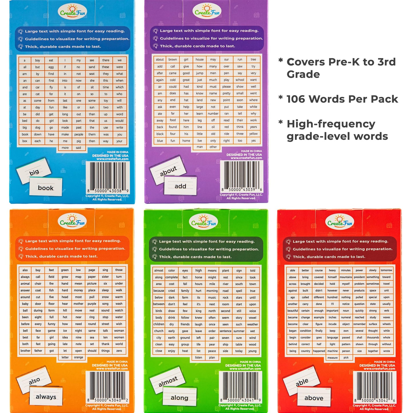 106 Sight Words Flash Cards 1st Grade for Kids Ages 5-6, Dolch & Fry Sight Word Reading Games, Learning Activities for Kids with 7 Educational Game Ideas