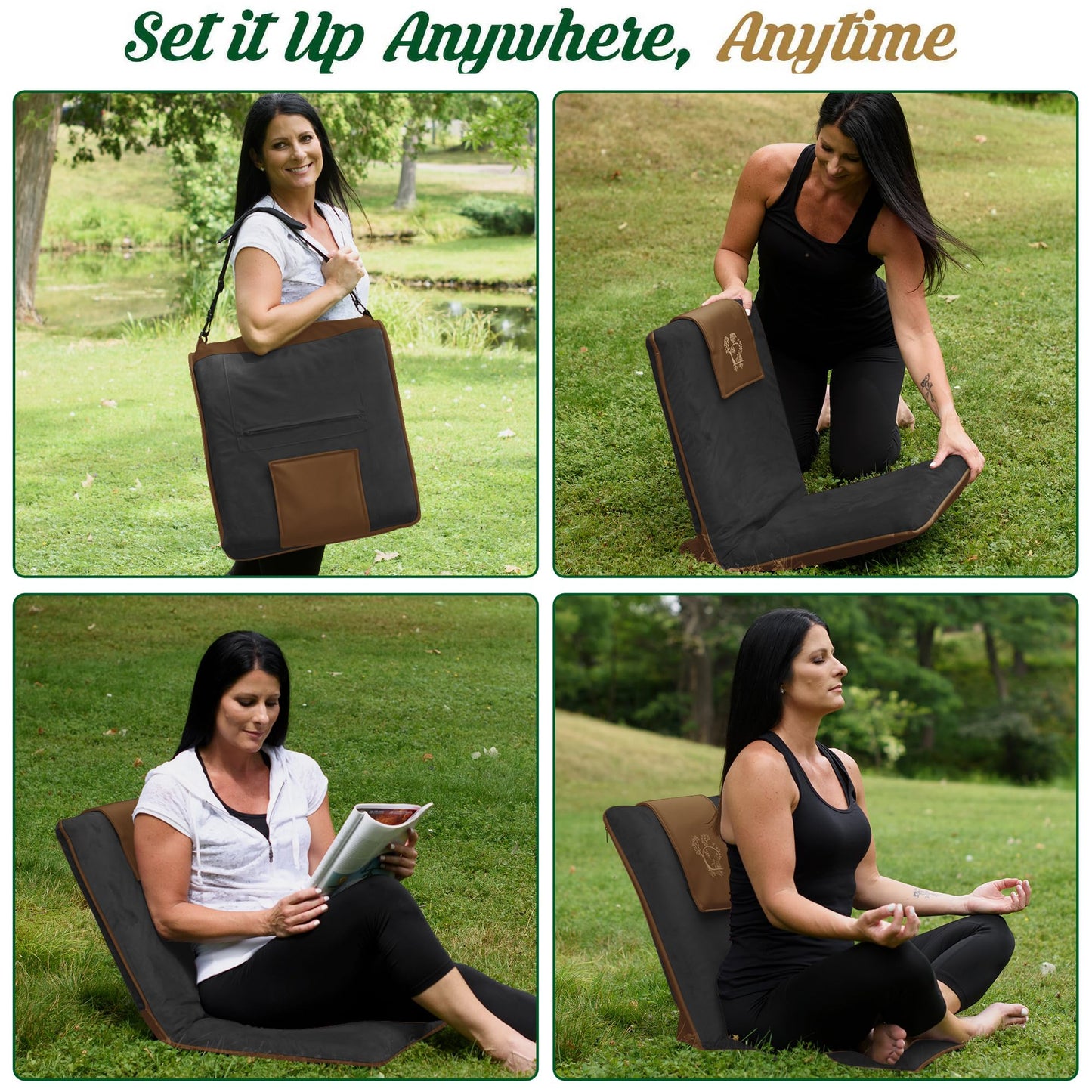 Japanese Meditation Floor Chair with Back Support for Adults - Premium Meditation Chair with Adjustable & Foldable Back for Seating, Yoga & Gaming — Folding Backjack Chairs with Backrest for Adults