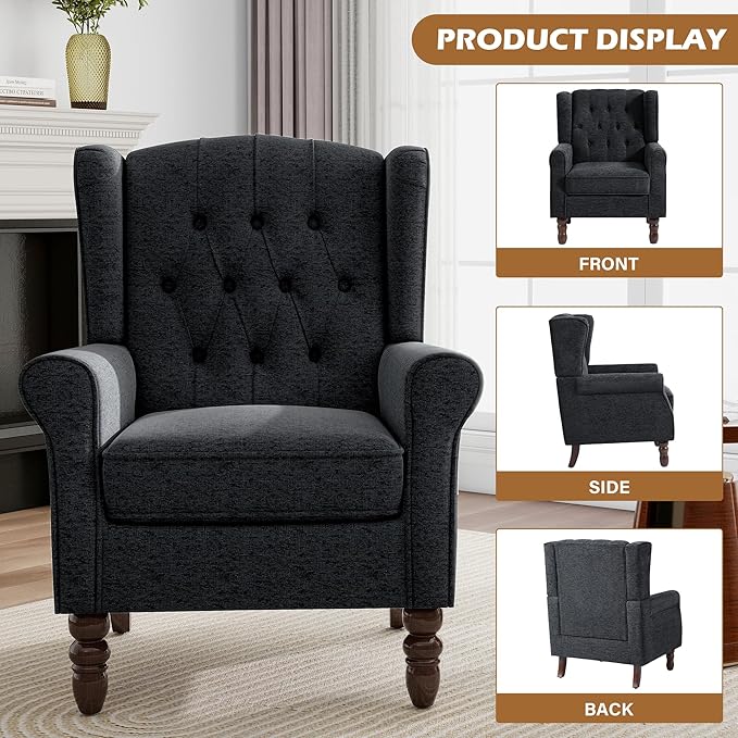 Mid-Century Modern 2-Piece Wingback Chair Set