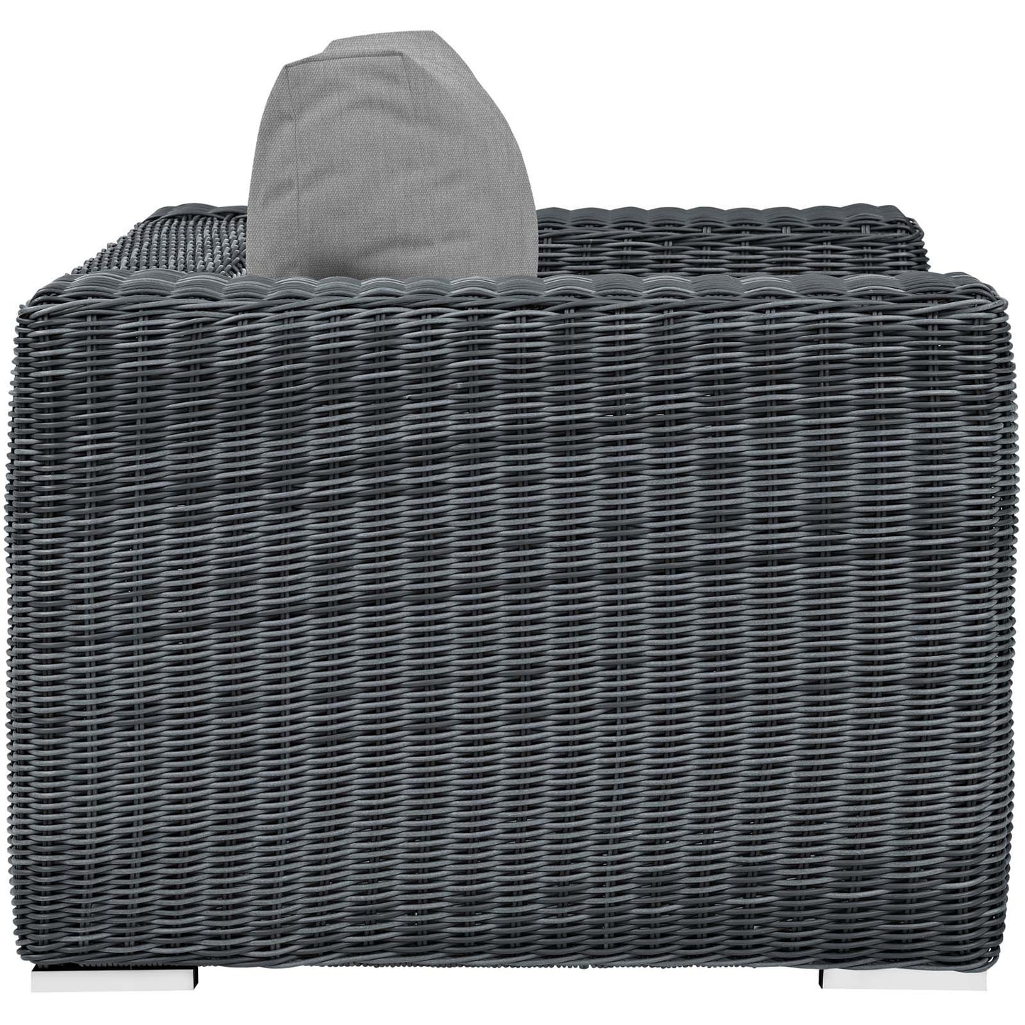 Modway Summon Wicker Rattan Outdoor Patio Sunbrella Armchair in Canvas Gray