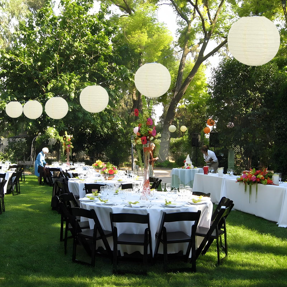 20Pcs Cream Paper Lanterns for Parties, 6” 8” 10” 12” Chinese Asian Hanging Round Paper Lanterns for Birthday Wedding Halloween Christmas Home Decor Party Decor