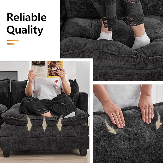 147'' Oversized U Shaped Cloud Sectional Sofa, Chenille Deep Seat Couches