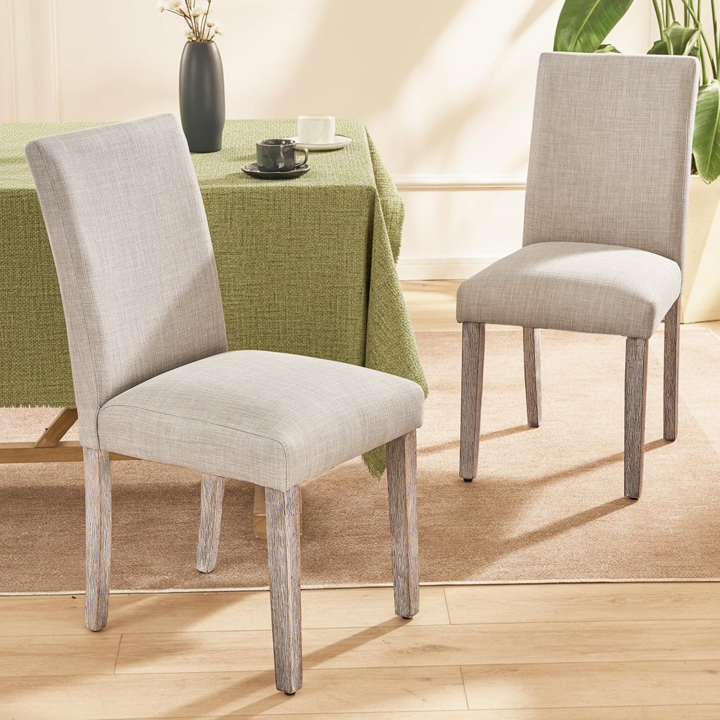 Joysoul Dining Chairs Set of 2 - Upholstered Fabric Parson Chairs with Solid Wood Legs, Thickened Cushion & Urban Style, for Dining Room/Kitchen/Office, Home & Commercial Use