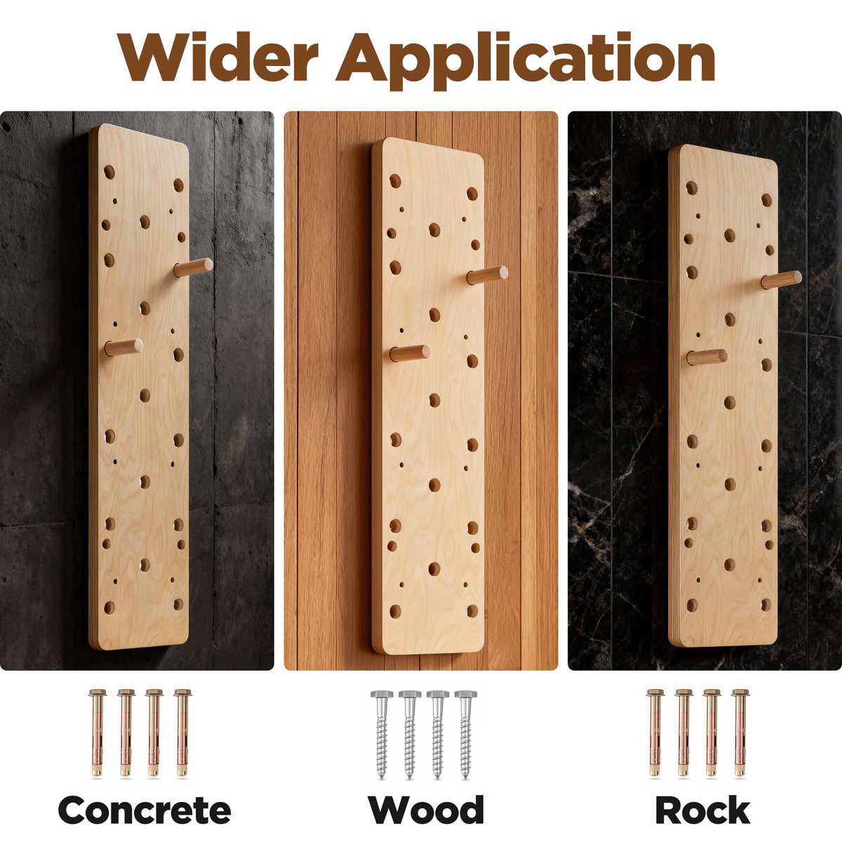 ironvib Extra-Thick Birch Climbing Peg Board for Wall Mounting, Heavy-Duty Wooden Climbing Board with Beech Grips & Rock Climbing Hold Inserts for Indoor Home Gym