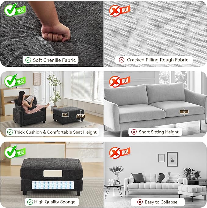 WUTUTUEE 57.5" Oversized Chaise Lounge