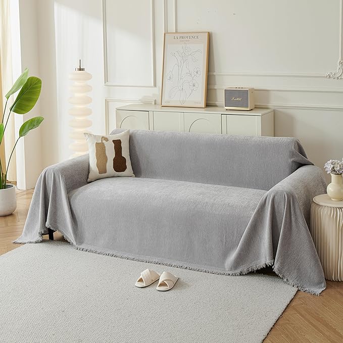 Couch Cover for Dogs, Boho Sofa Covers for 2 Cushion Couch, Chenille Sofa