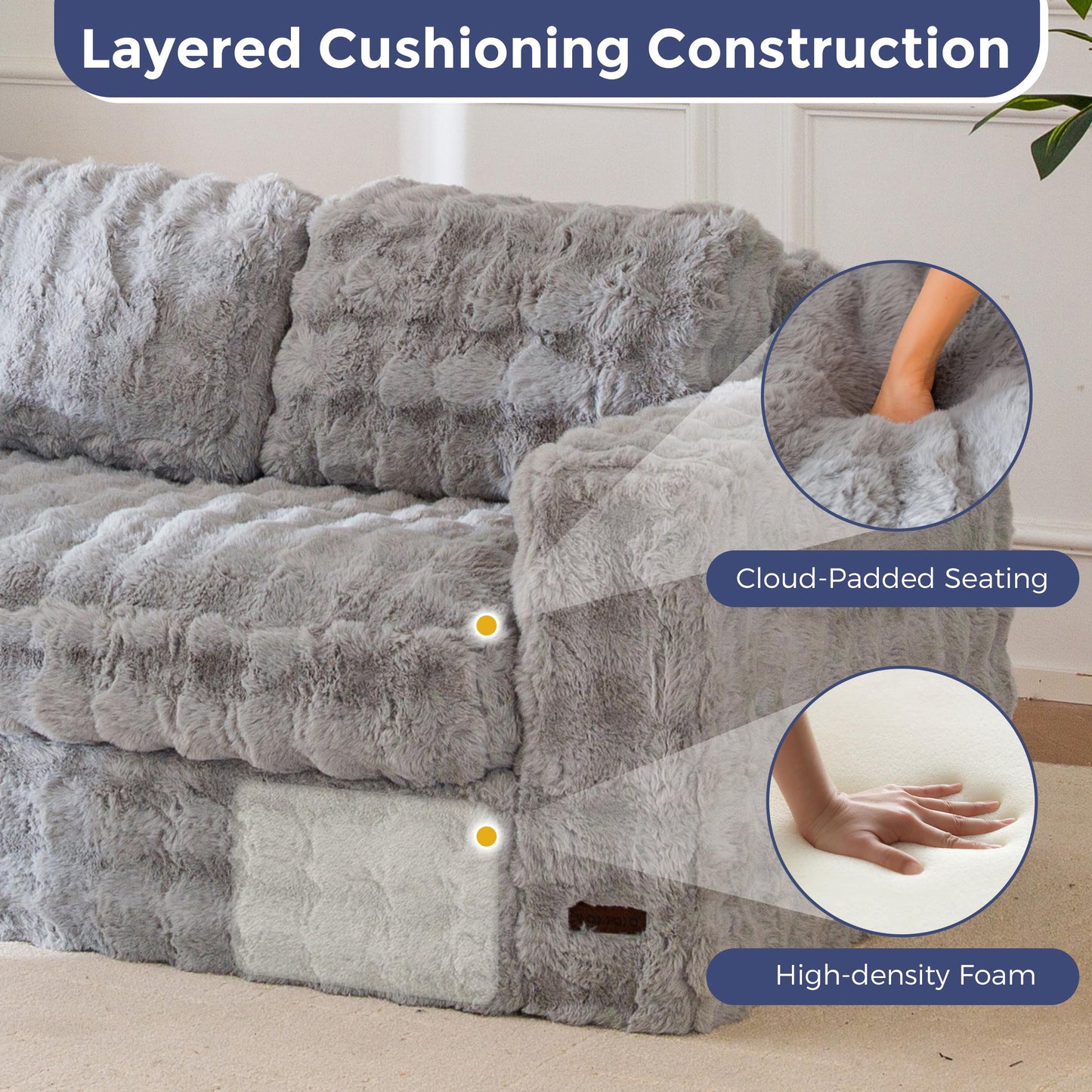 MAXYOYO Loveseat Sofa for Living Room, Small Sofa Couch Tufted Boneless Couch, Comfy Bean Bag Chair for Small Space Bedroom Apartment, No Assembly Needed, Grey