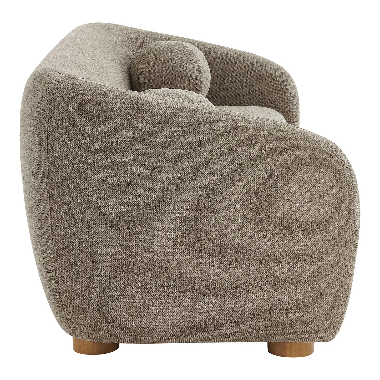 Modway Holland 85 Inch Minimalist Curved Back Sofa in Taupe – Chenille Fabric Sofa with Ball Throw Pillows and Wood Feet – Modern 3-Seater Couch for Living Room