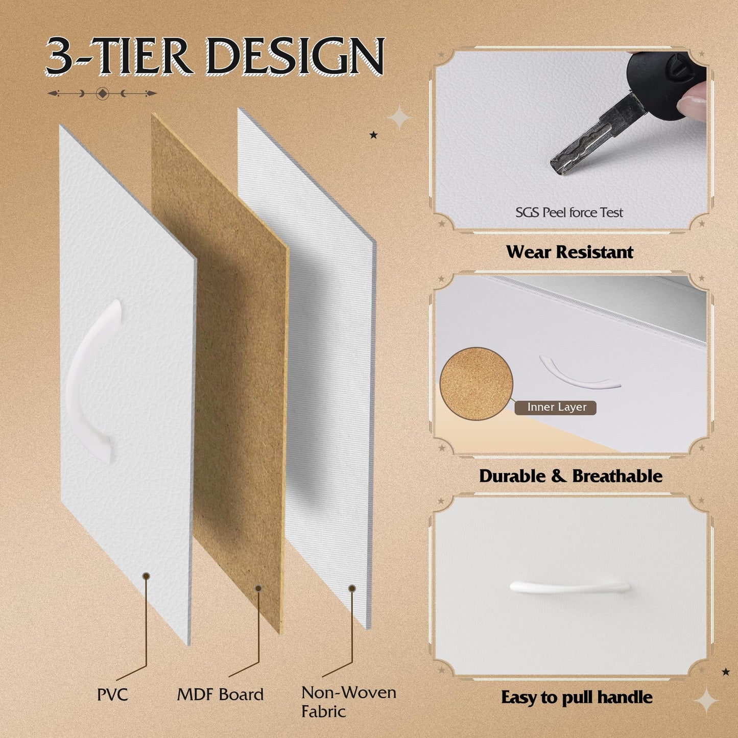 WLIVE White Dresser for Bedroom with 6 Fabric Drawers, Closet Dresser with Metal Frame, Wooden Top, Chest of Drawers for Closet, Living Room, Hallway