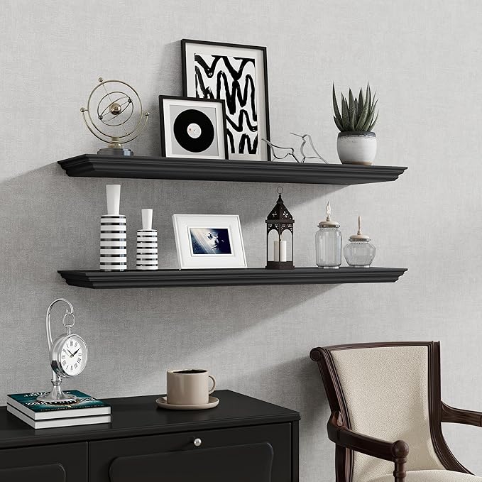 Fun Memories Floating Shelves 36 Inch Long, 9.3 Inch Deep Classic Crown Molding