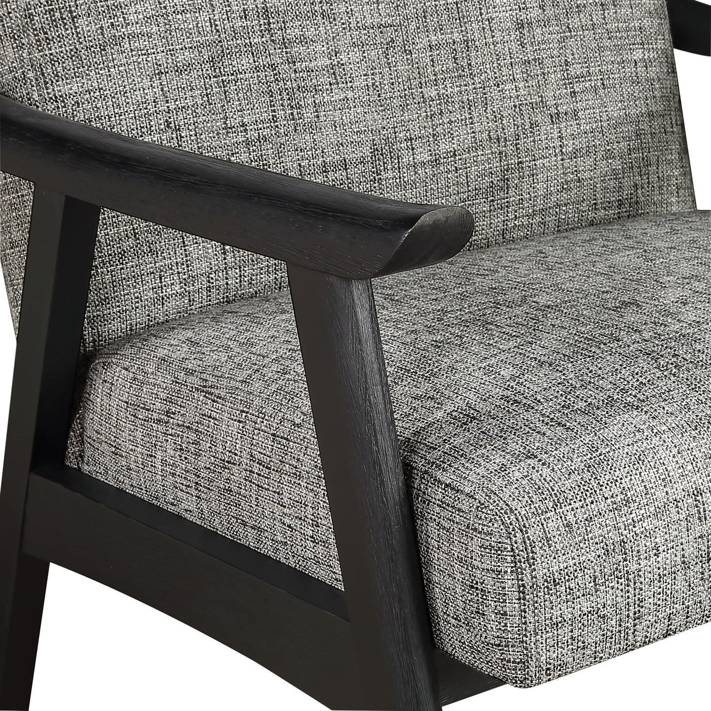 OSP Home Furnishings Weldon Mid-Century Modern Armchair, Graphite Fabric with Black Finished Frame