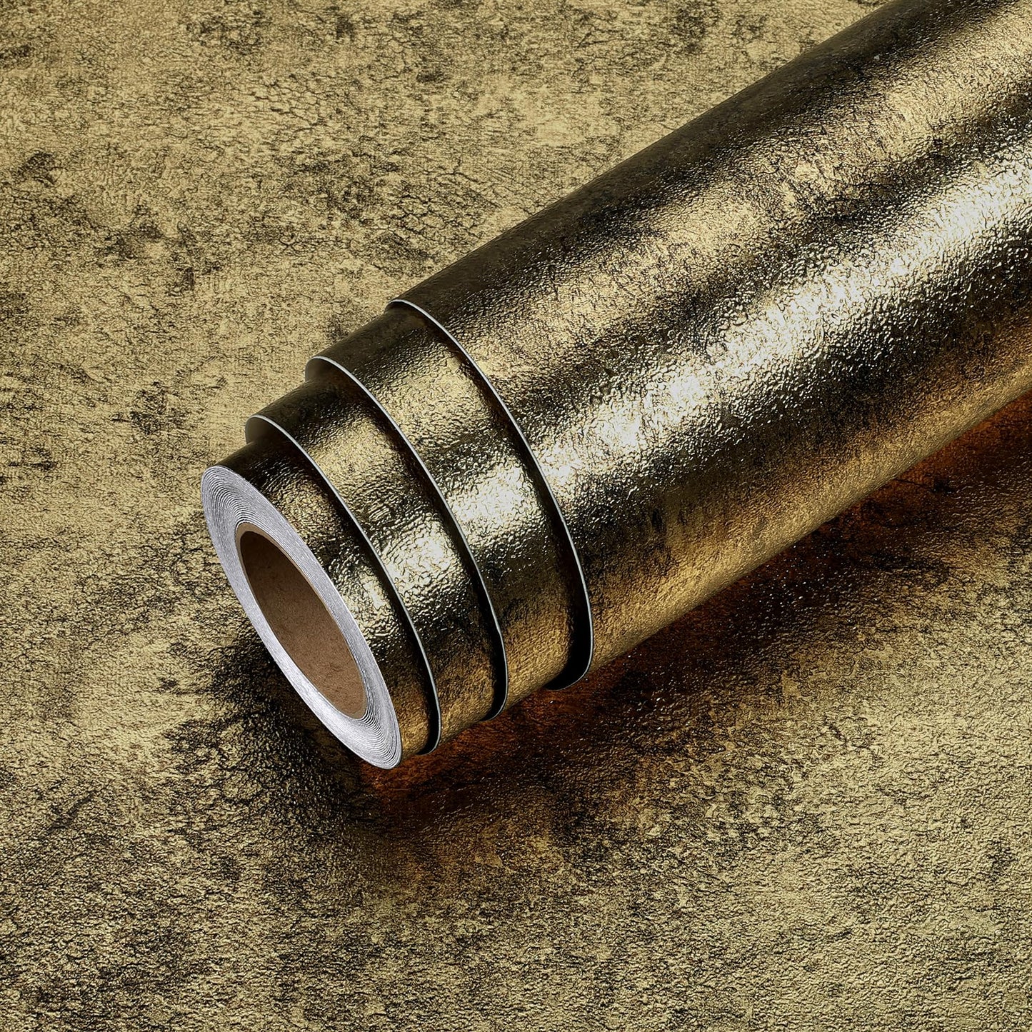 Livelynine Gold Metallic Peel and Stick Wallpaper Removable Thick Luxury Black Gold Textured Contact Paper for Countertops Kitchen Cabinets Self Adhesive Vintage Accent Wall Paper Bedroom 15.8x78.8