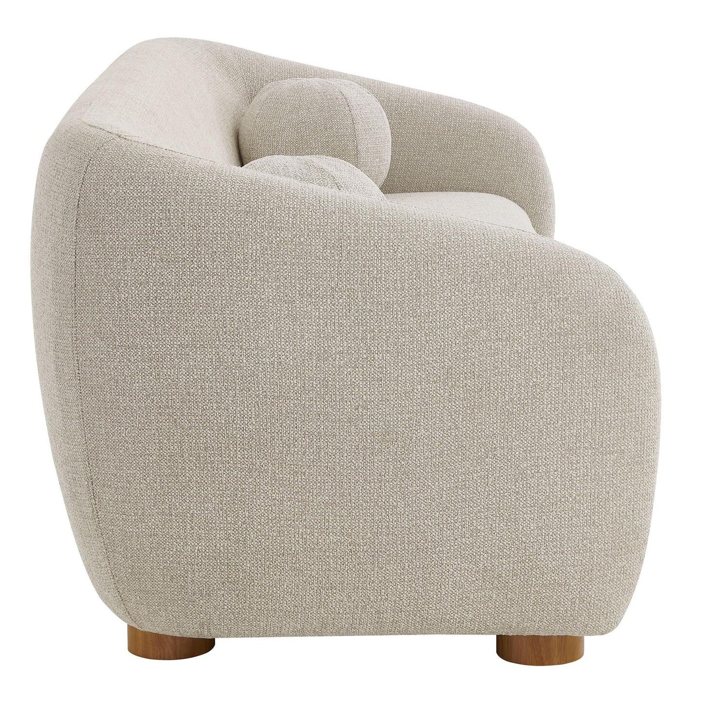 Modway Holland 85 Inch Minimalist Curved Back Sofa in Dove Gray – Chenille Fabric Sofa with Ball Throw Pillows and Wood Feet – Modern 3-Seater Couch for Living Room