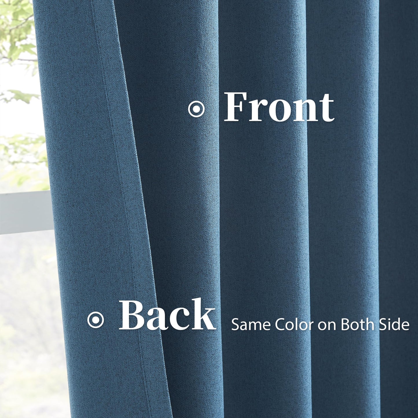 Thermal Insulated 100% Blackout Curtains 120 Inch Long 10 FT for Large Windows, Back Tab Pleated Linen Tall Drapes for Living Room Dining Room Office 2 Panels, 50 Wide Each Panel, Blue Denim