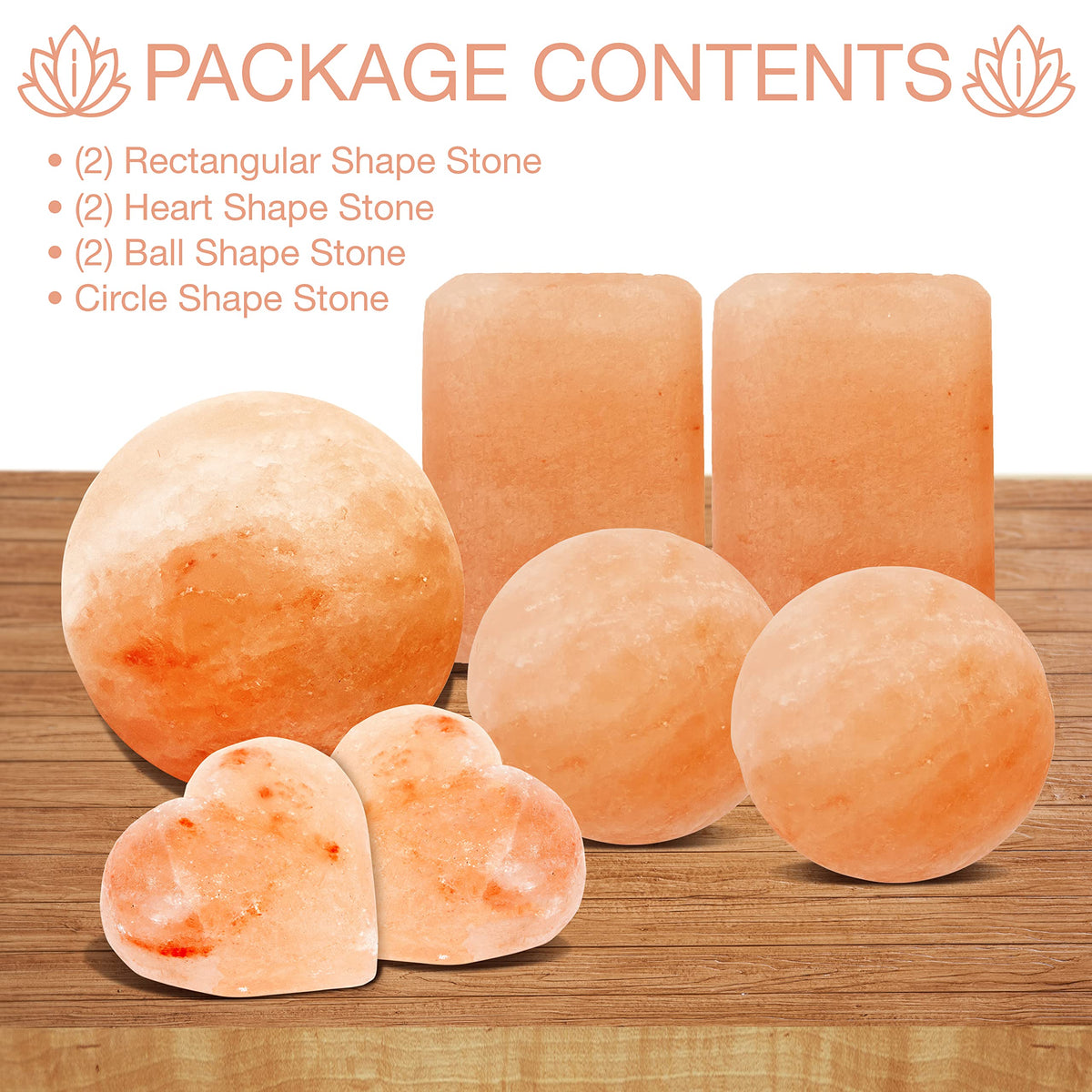 SereneLife Himalayan Rock Salt Massage Stones, 7 Piece Set of Pink Crystals for Spa Healing and Therapy Hand Carved Usable as Detox Heated or Frozen Natural Crystal Deodorant Bar Massaging Scrub Balls