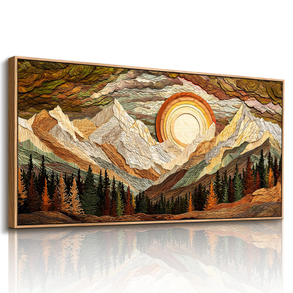 imjiayu Mountain Wall Art, Large Framed Wall Art, Boho Art Wall Decor, Abstract Nature Paintings Prints, Landscape Canvas Pictures for Living Room Bedroom Office Kitchen 20"x40"