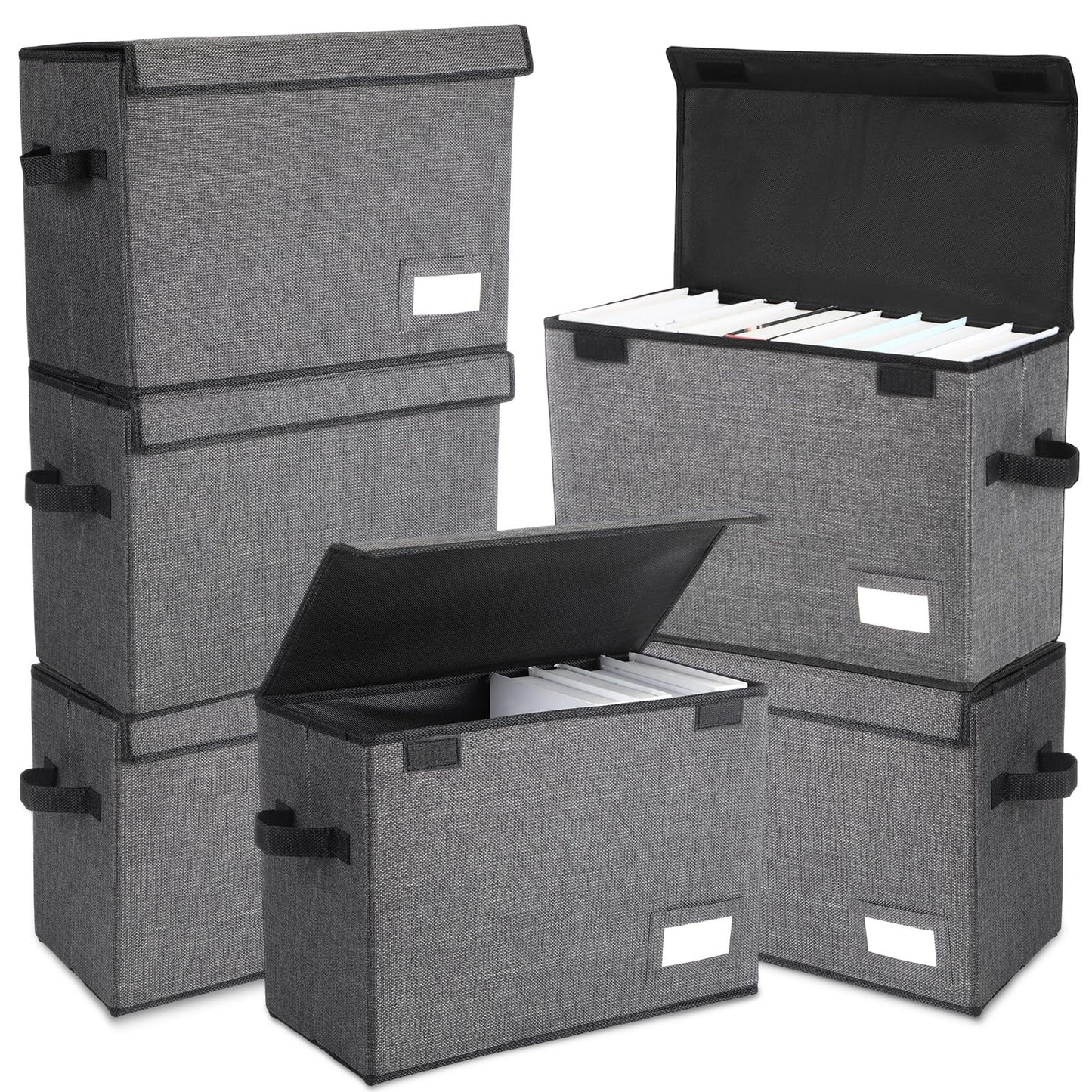 Chuangdi 6 Pcs Comic Book Storage Boxes, Back to School Collapsible Comic Short Box Case with Lid, 15.8 x 7.9 x 11.4 Inch Book Bin Container Holds 150 Comics(Charcoal Gray)