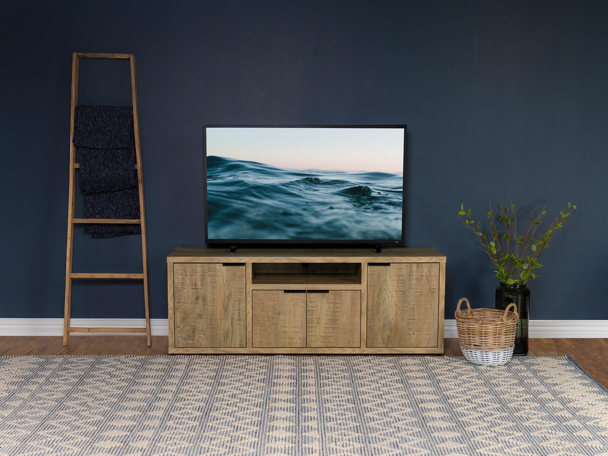 Coaster Home Furnishings - Tabby - Engineered Wood - 60-inch TV Stand with 4 Doors, Center Shelf - Living Room - Mango - 701702